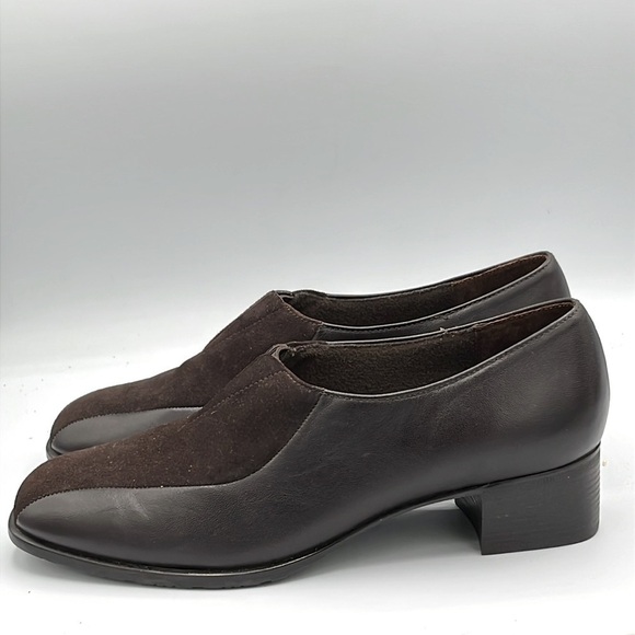 Munro American Two-Tone Brown Leather Shoes Size 8.5 | 1.5” Block Heel Comfort - Picture 2 of 10